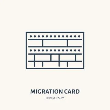 Arrival card, identity vector flat line icon. Migration document sign Illustrazione stock