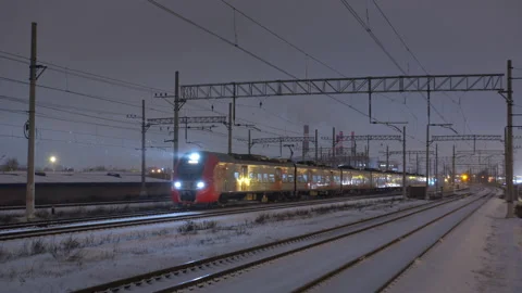 Arrival of the commuter train Video stock 145706331