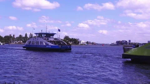 Arrival of the ferry in Amsterdam. Stock Footage 120620986