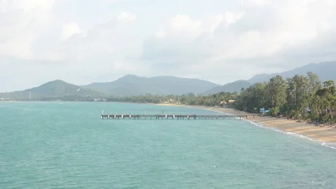 Arrival of the ferry, catamaran on the pier and disembarking people Stock Footage 106465899