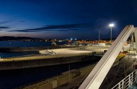 Arrival of the ferry at the port Foto stock
