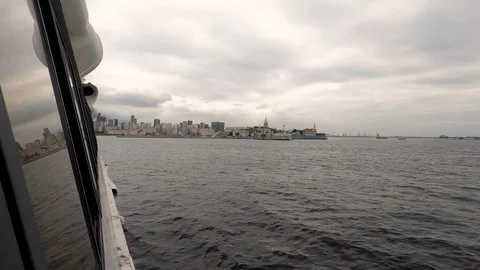 Arrival by ferry to Rio de Janeiro. Fiscal Island on the horizon. Stock Footage 126241424