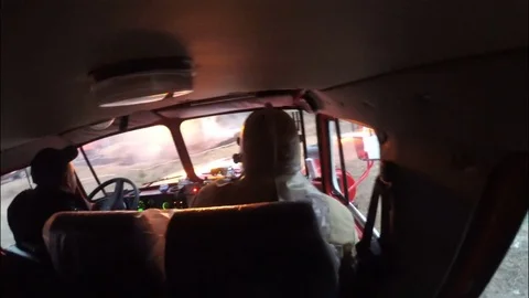 Arrival of fire brigade to the place of fire. Extinguishing a fire. Russia . Video stock 77168044