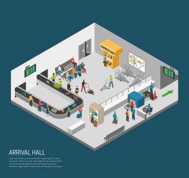 Arrival Hall Airport Poster Stock Illustration