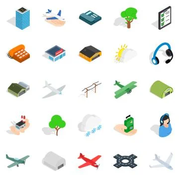 Arrival icons set, isometric style Ilustración de archivo