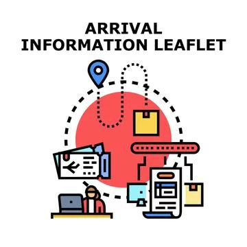 Arrival information leaflet concept for travel and logistics Illustrazione stock