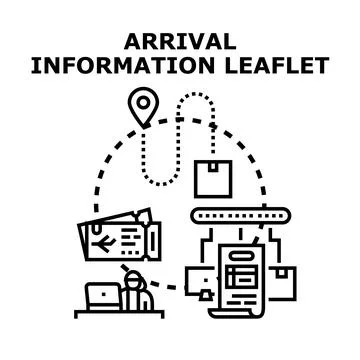 Arrival information leaflet concept for travel and logistics Stock Illustration