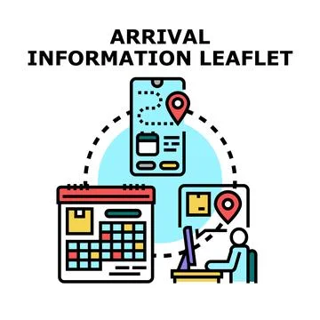 Arrival information leaflet delivery scheduling process Stock Illustration