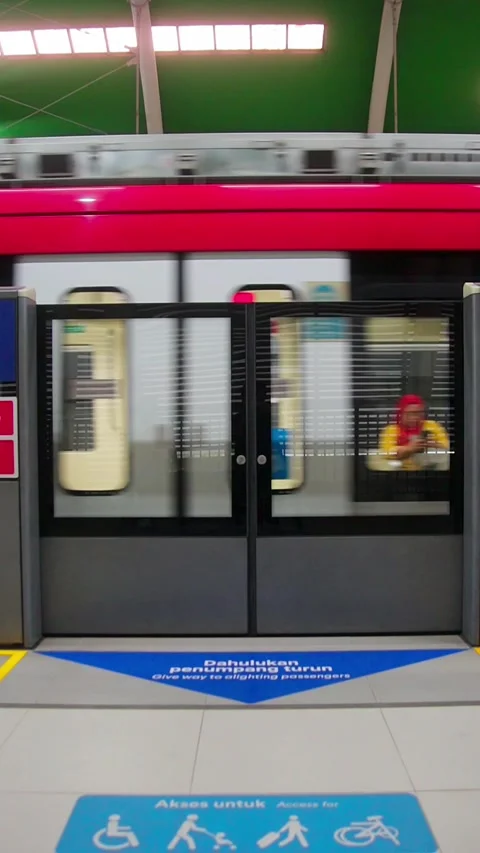Arrival of Jabodebek LRT train Stock Footage 327841631