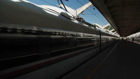 Arrival of the new Sapsan train, which connects the two largest cities of Russia Stock Footage 195104633