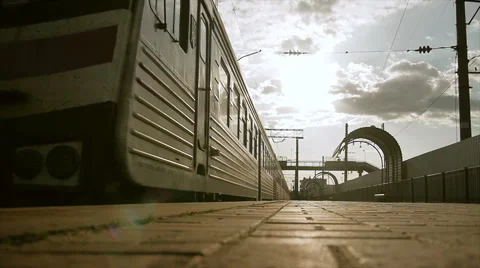 Arrival of old train to a railway station Stock Footage 47702575
