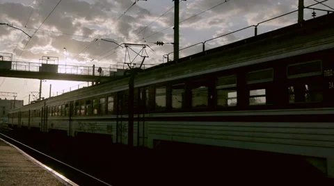 Arrival of old train to a railway station Stock Footage 47702799