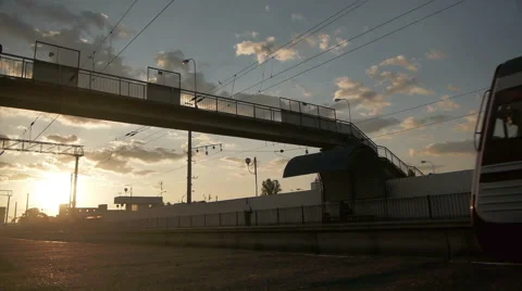 Arrival of old train to a railway station Stock Footage 47705505