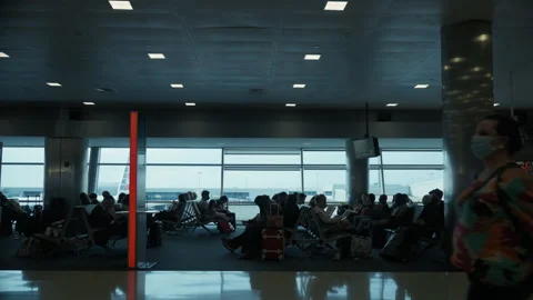Arrival or departure gate at JFK airport Stock Footage 266065411