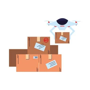Arrival of parcels by drone Stock Illustration