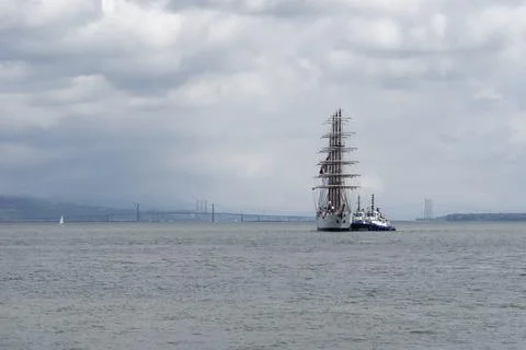 Arrival of the Peruvian four-masted sailing ship BAP Union at the port of Quebec Stock Photos
