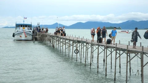 Arrival to Pier Stock Footage 96044940