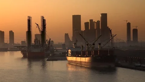Arrival to the port of Abu Dhabi Stock Footage 71478668