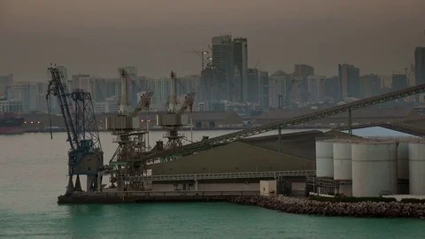 Arrival to the port of Abu Dhabi Stock Footage 71479076
