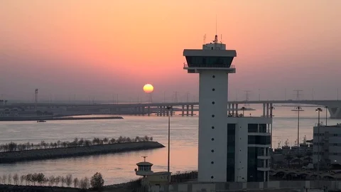 Arrival to the port of Abu Dhabi Stock Footage 71479153