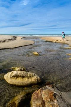 Arrival to the river sea Stock Photos