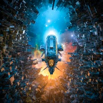 Arrival on space colony Illustrazione stock