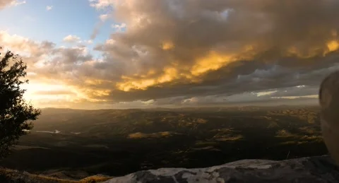 The arrival of the storm at sunset and colorful clouds Video stock 138564261