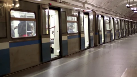 Arrival of the subway Stock Footage 114167025