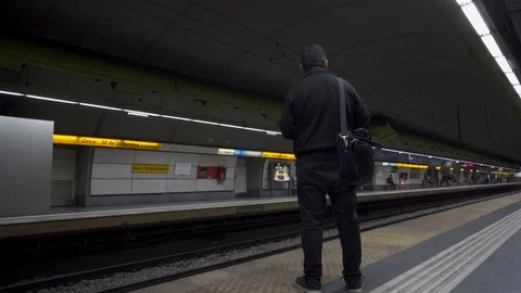 Arrival of a Subway Train of Buenos Aires Metro Stock-Footage 95853788