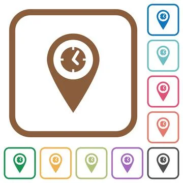 Arrival time GPS map location simple icons Stock Illustration