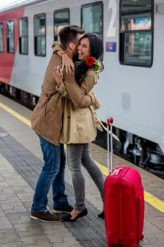 Arrival by train 스톡 사진