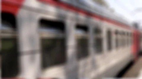 Arrival of the train on the platform, blurred background. Stock Footage 121746919