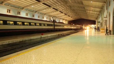 The arrival of the train at the station Stock Footage 83818284