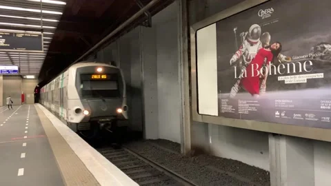 The arrival of the train at the station in Paris Stock Footage 130755206