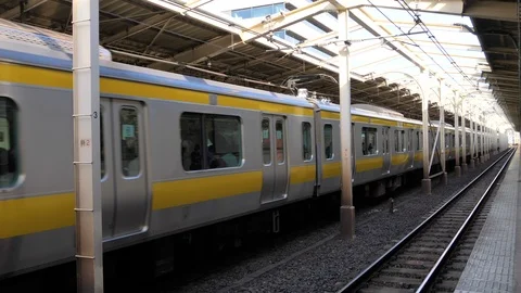 An arrival of the train in the subway station in Tokyo Japan Stock Footage 121392172