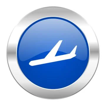 Arrivals blue circle chrome web icon isolated.. Ilustración de archivo