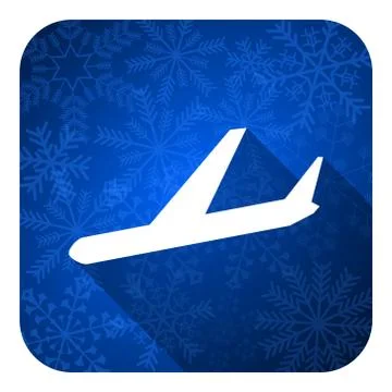 Arrivals flat icon, christmas button, plane sign. Ilustración de archivo