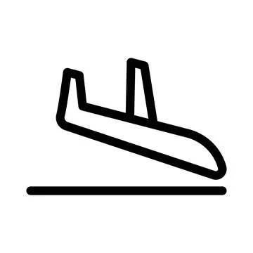 Arrivals plane icon linear logo mark in black and white Ilustración de archivo