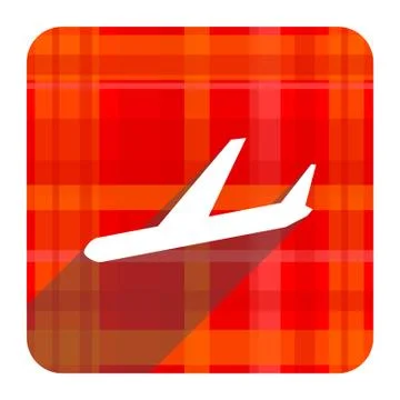 Arrivals red flat icon isolated. Ilustración de archivo