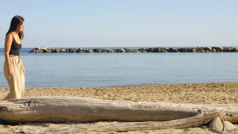 Arrive and watch sea Stock Footage 117132765