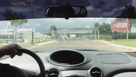 Arriving at the border from the car talking to someone Stock Footage 136202789
