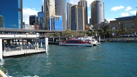 Arriving to Circular Quay by ferry Stock Footage 94367060