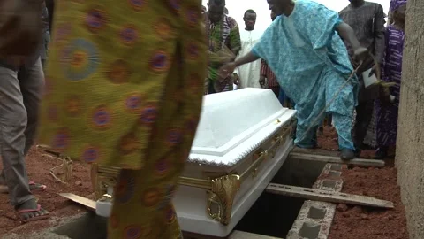 Arriving With Coffin At Graveyard Stock Footage 140735333