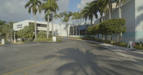 Arriving at Pier 66 Sixty Six valet ramp gimbal stabilized motion video Stock Footage 101255825