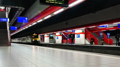 Arriving at the platform train Stock Footage 93679578