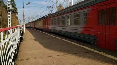 Arriving to station train Stock Footage 119682263