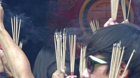 Arriving At The Temple With Incense 스톡 동영상 1079192