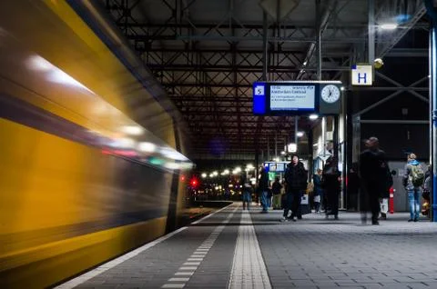 Arriving train Eindhoven station Stock Photos