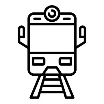 Arriving train front view icon, outline style Stock Illustration