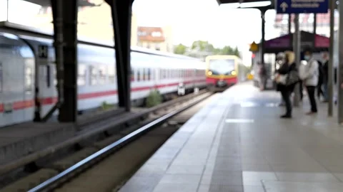 Arriving train with passengers wait on platform in Berlin, Germany. Stock Footage 139429318